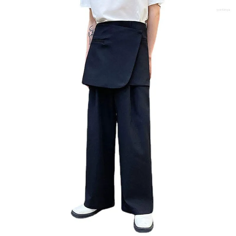 Calça masculina saia removível terno de calça macho harajuku coreano streetwear moda moda casual 2 peças conjuntos de calças homens