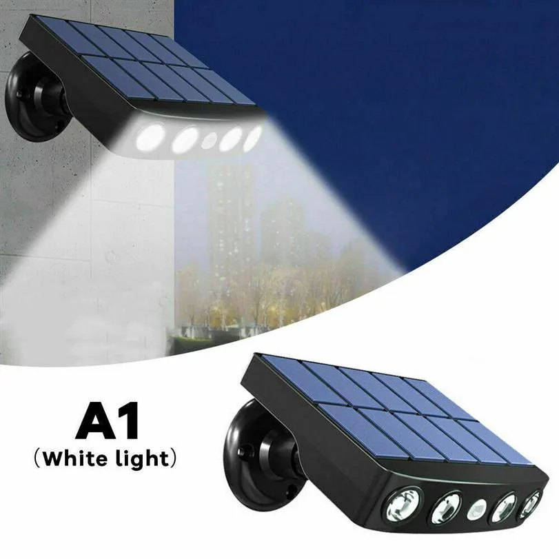 1x Garden Lawn Pation Sense Motion Sensor Lámpara de seguridad al aire libre Iluminación solar impermeable Luces exteriores 4 Valas de bulbo F273F