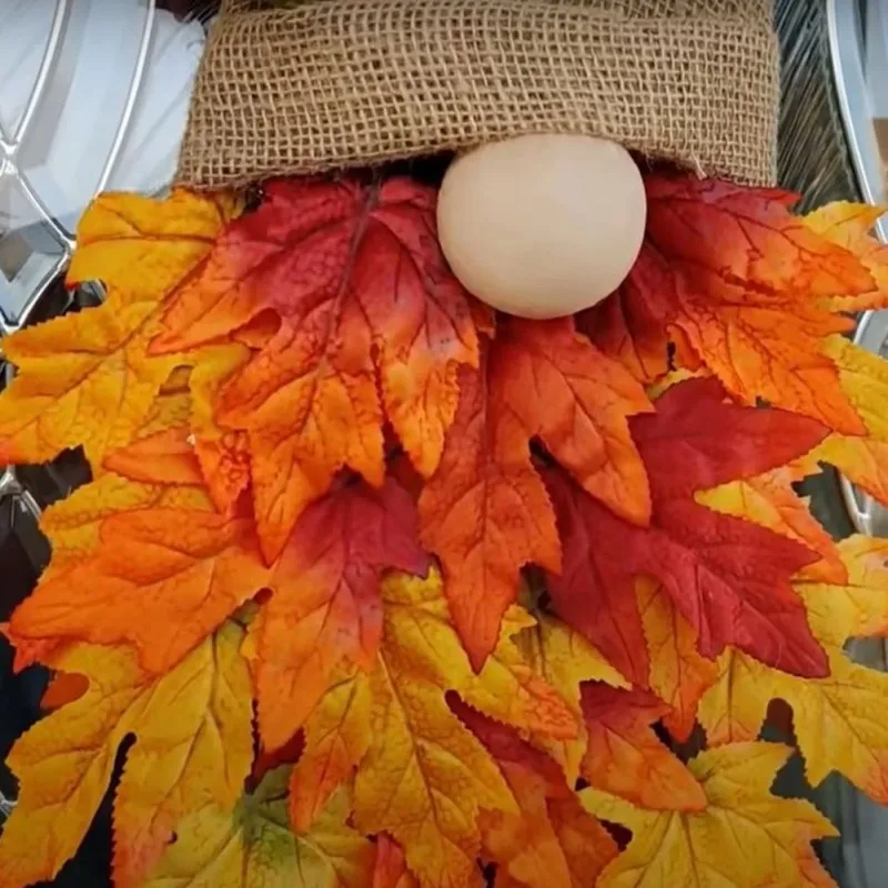 Couronne D'automne Pour Porte D'entrée - Décoration Halloween Et Thanksgiving, 50x30 Cm, Réutilisable
