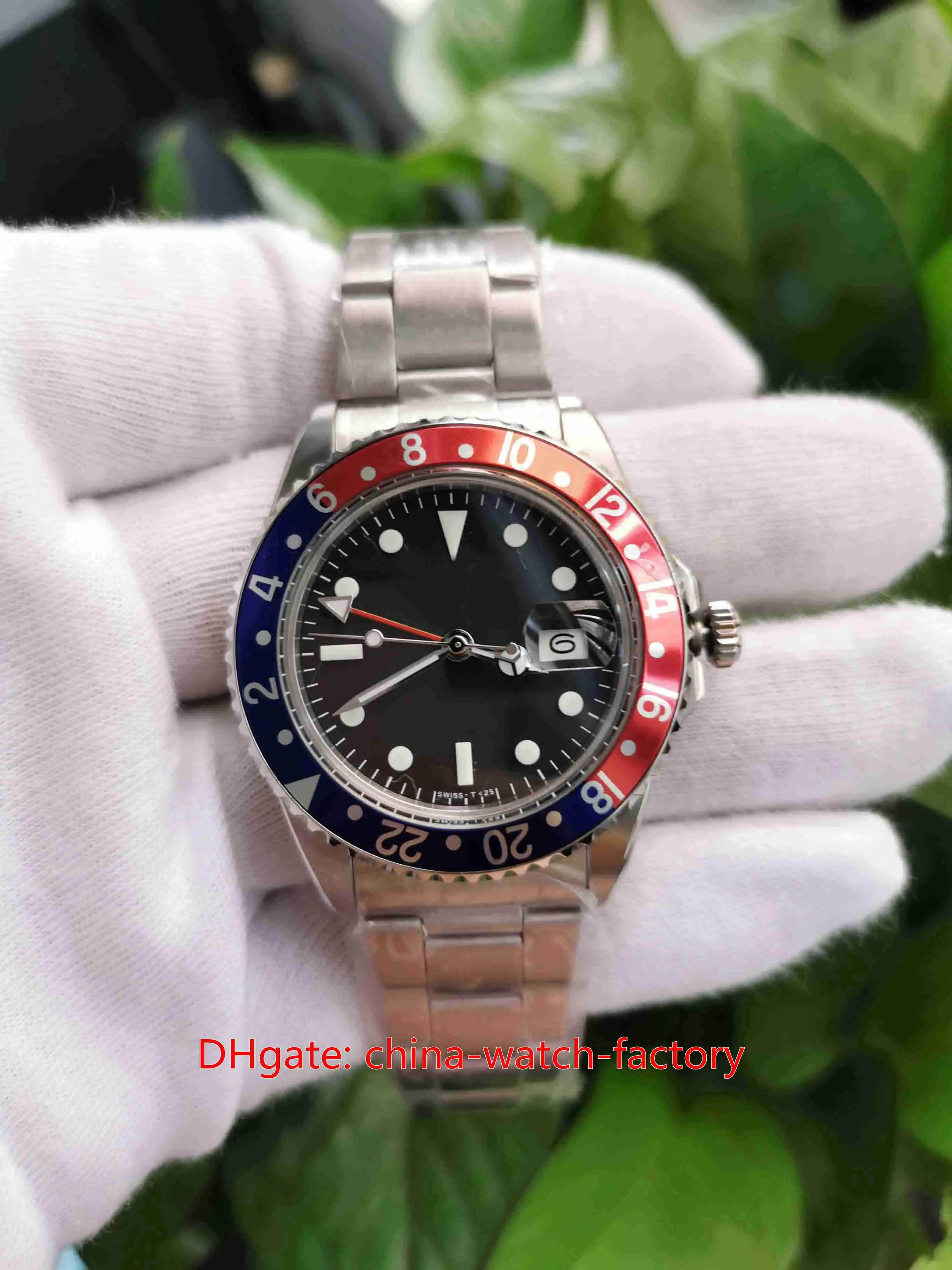 BP Factory Mens Watch V2 Wersja Vintage 40 mm GMT 16710 1675 Antique Watches Pepsi Bezel Najwyższa jakość Azja 2813 Ruch mechaniczny automatyczne na rękę mężczyzn