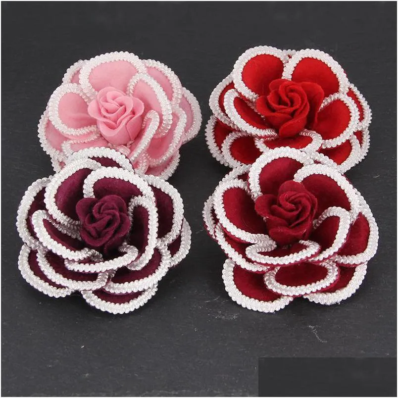 Pins Brooches Pins Brooches Simple Borders Classic Colorf Fabric Camellia Flower Brooch Women Cloth Art Cor Jewelry Pin Shawl Shirt Dhct9