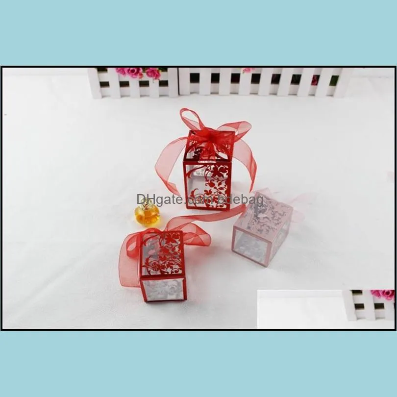 Emballage cadeau clair boîte de sucre en plastique doux emballage cadeau bricolage mode romantique bébé douche découpé au laser boîtes de bonbons fournitures de fête pour le mariage Dhqlz