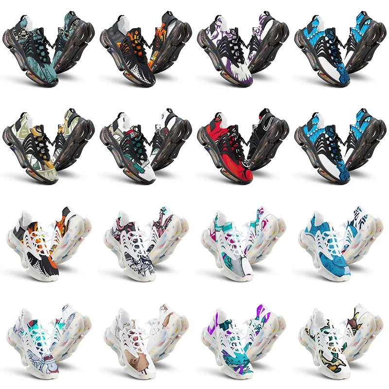 Hommes Femmes Custom Outdoor Chaussures Artoon Animal Design DIY MOT BLICE BLANC BLUE BLUE RED MANS TRACER 0383