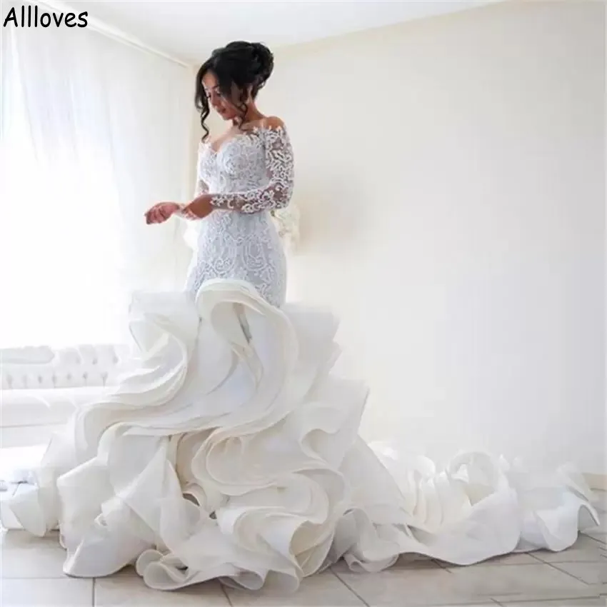 fitted lace wedding dress Fit and Flare Wedding Dresses with Lace Train,Crepe Wedding Dresses Plunging Neck,WD00859, US22W / White main image 0