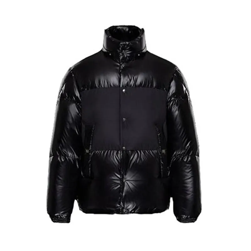 Moda Winter Down Jackets Spliced ​​Men Stand Collar Designer Jacket Para masculino, roupas de espessura personalizadas de maior tamanho 4xl Bubble de qualidade superior