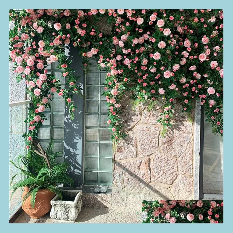 Ghirlande di fiori decorativi Peonia artificiale Rattan Tea Rose Fiore falso Matrimonio Casa Festa Decorativa Consegna a goccia Giardino Festiv Dhopz