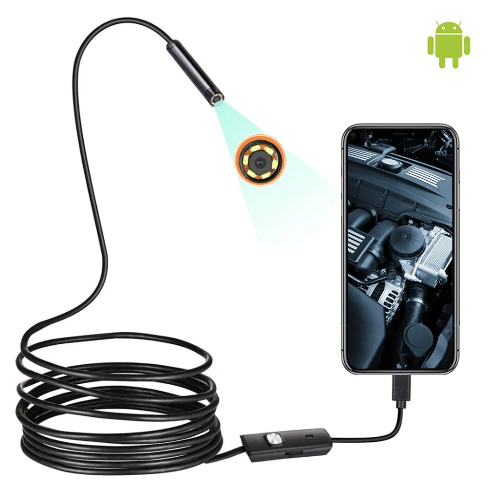 Endoscope, Mini Caméra Endoscopique HD 2M 7mm étanche IP67 6 LED