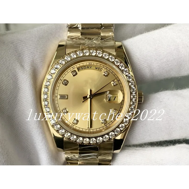 Mp Factory Reloj de lujo 36 mm Daydate Diamante brillante Moda Correa de acero inoxidable Movimiento mecánico automático Diseñador Relojes de cristal de zafiro