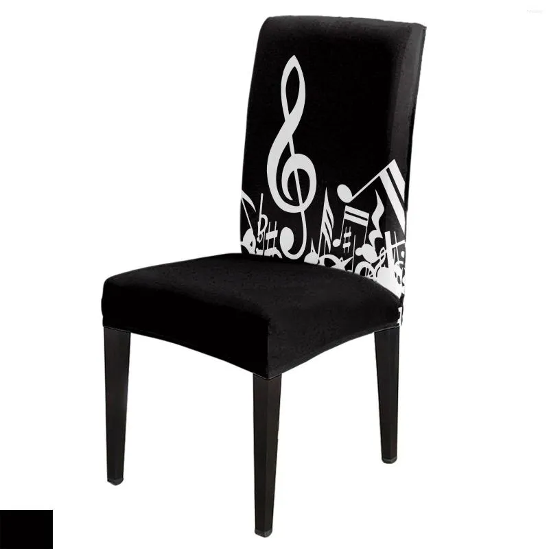 Pokrywa krzesełka nuta muzyczna czarna biała spandekst okładka biuro bankietowe odcinek do jadalni