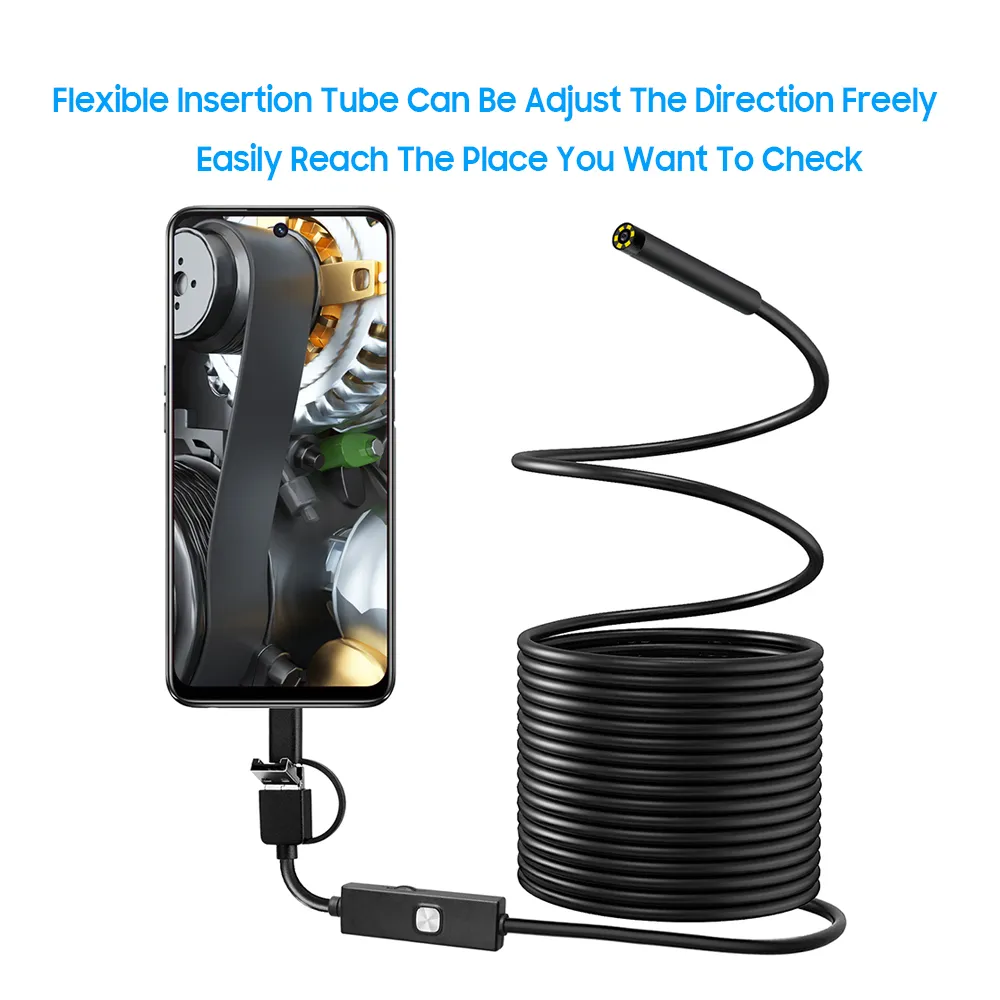 Waterproof Usb Endoscope Borescope Snake Inspection Camera With 6