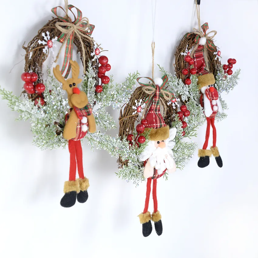 Decorações de Natal 1pcs Christmas Wreath 20cm Naturan Rattan Wrinal