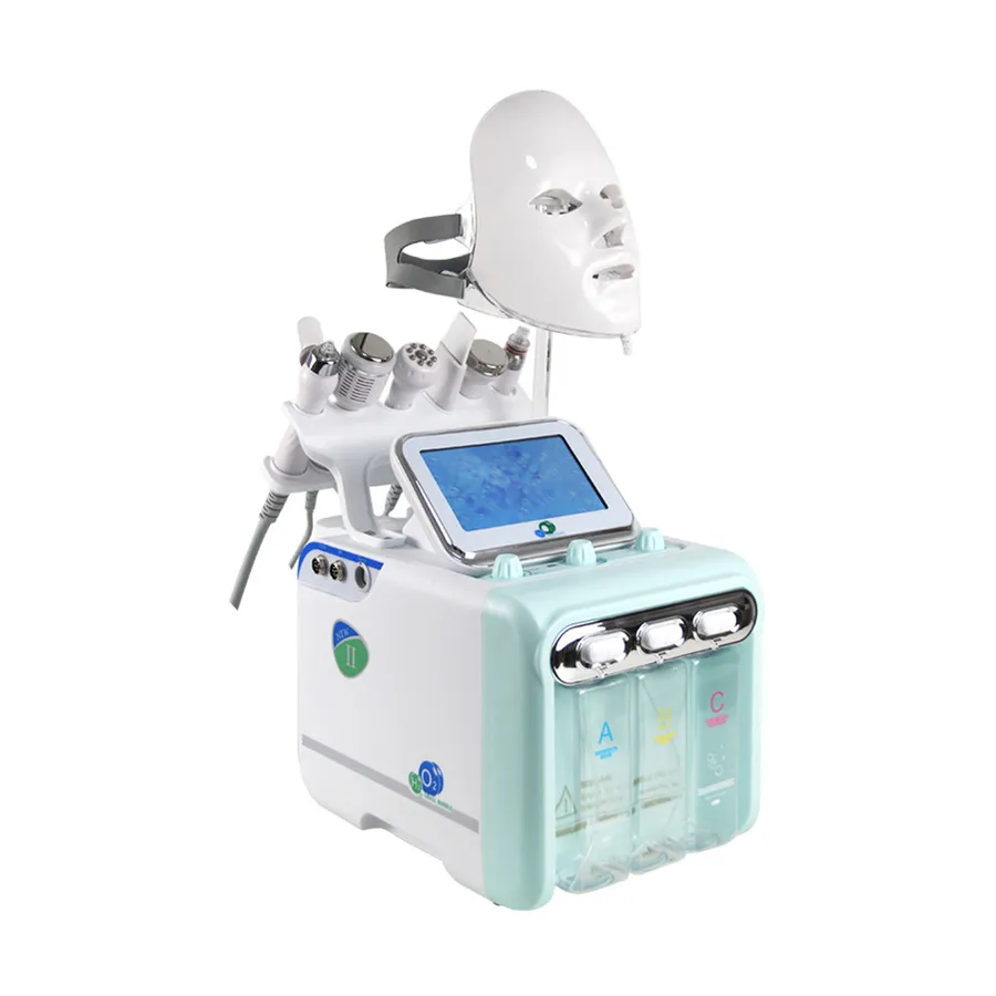 7 في 1 Hydra Remabrassion Ultrasonic Face Lift Water Oxygen Jet Peel Aqua Hydro Maceal مع قناع LED