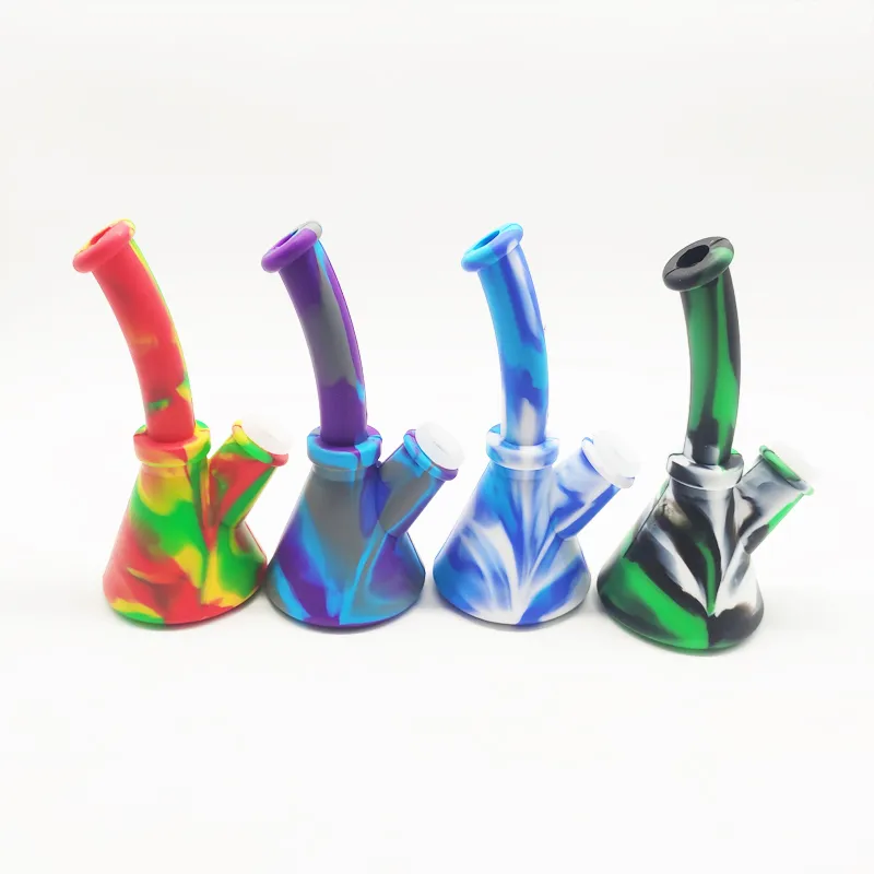 DPSP031 Smoking Accessories 6.3inch silicone water bong pipe with glass bowl