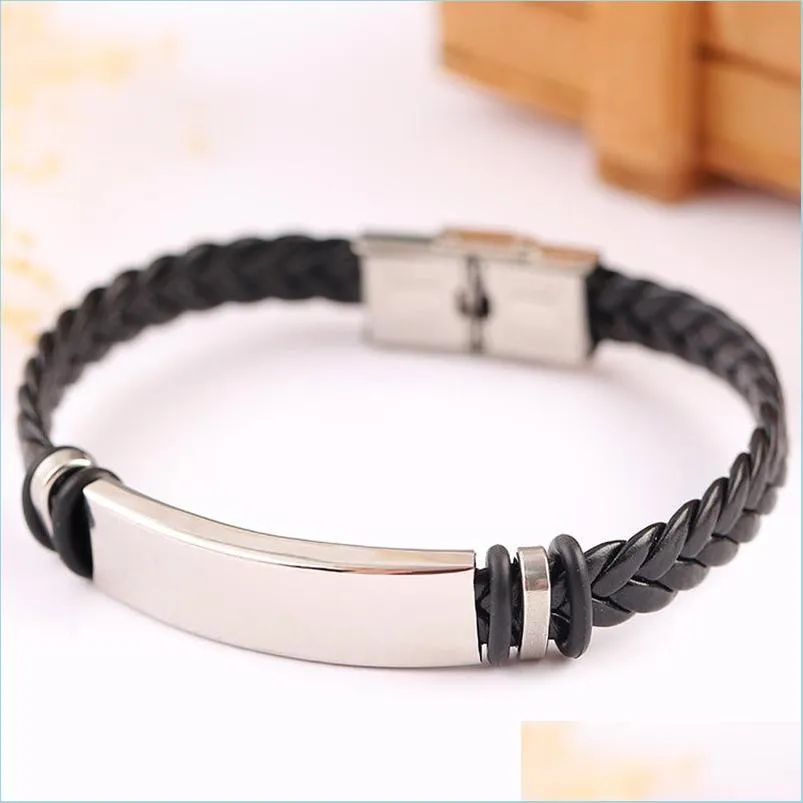 Bracelets De Charme En Acier Inoxydable Tag Tresse Bracelet Armure Bracelet En Cuir Bracelet Manchette Bracelets De Charme Bijoux De Mode Drop Delivery Dhgxb