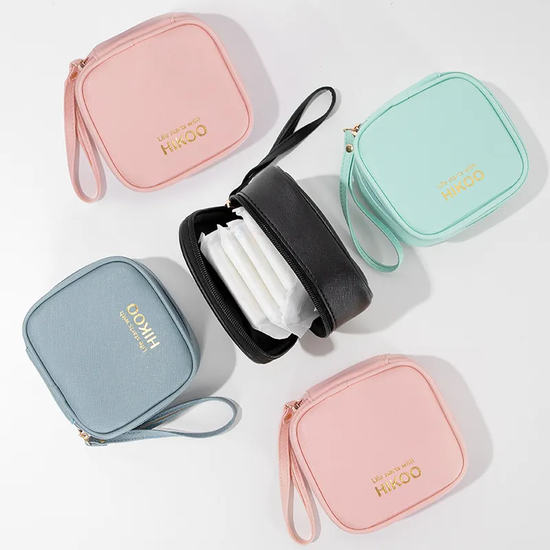 Girls Sanitary Napkin Pouch PU Tampon Storage Bag Portable Makeup Lipstick Key Earphone Data Cables Travel Organizer YFAT69