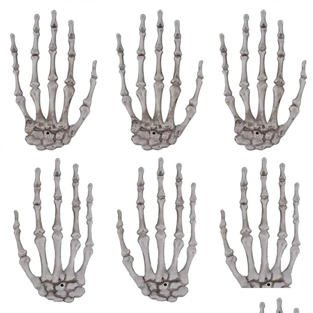 Party Decoration Party Decoration Halloween Skeleton Hands Realistic Plastic Fake Human Hand For Zombie Terror Scary Props Amrfd Dro Dhxq8