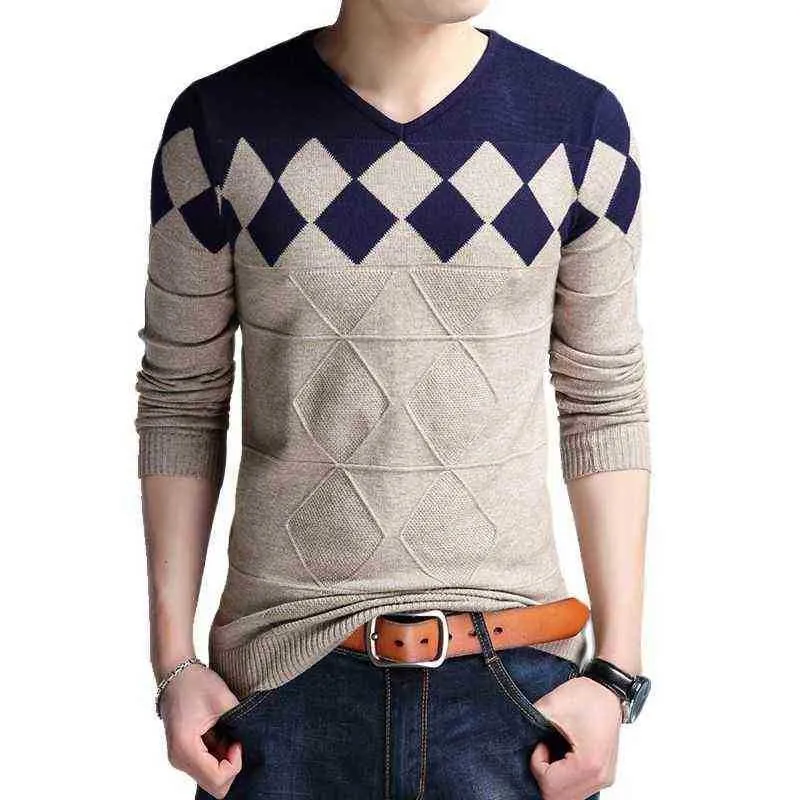 Suéteres masculinos suéter vintage de otoño suéter de cuello suéteres de Navidad vhals slim suéteres delgados para negocios m5xl j220915