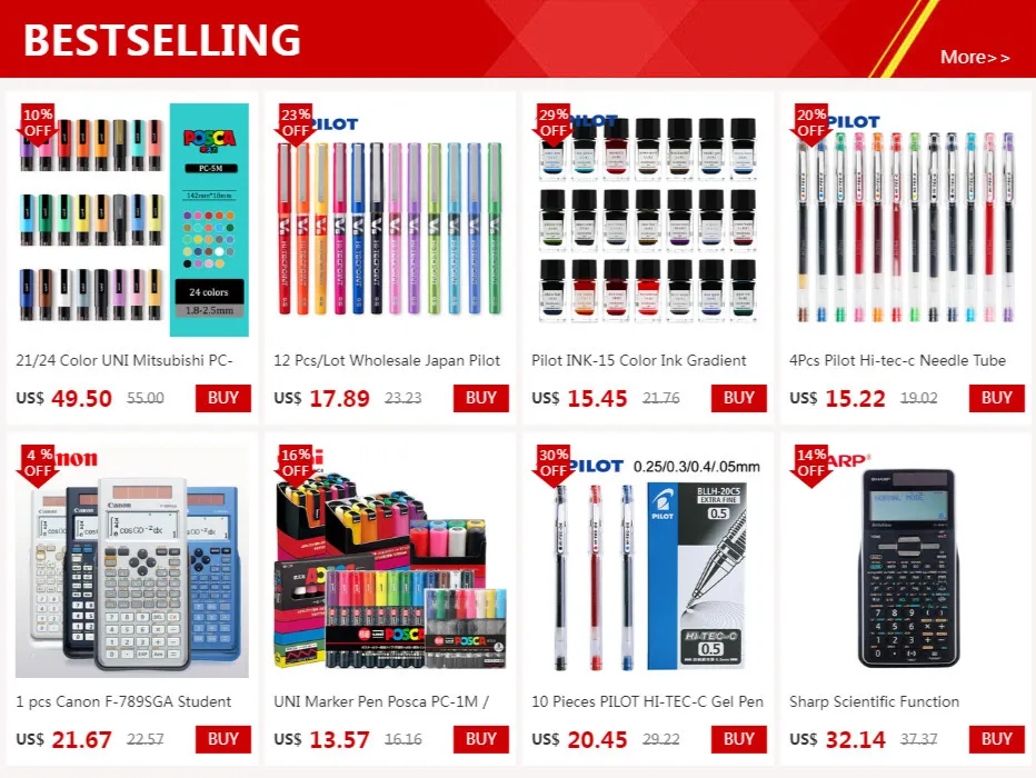 PILOT 10-Piece Set of Financial Japanese Stationery gel pen