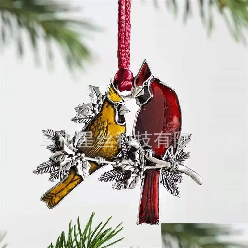 Juldekorationer julgran ornament pläterade sier metall hänge snöträd fågelbjörn djurhängen hem dekor lyxig gåva dhakp