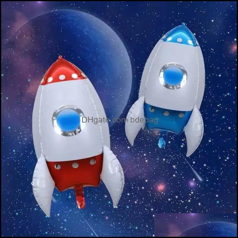Autres Fournitures De Fête D'événement 3D Ballons De Fusée Astronaute Feuille Ballon Vaisseau Spatial Pour Les Décorations De Fête D'anniversaire Garçon Enfants Dhsx5