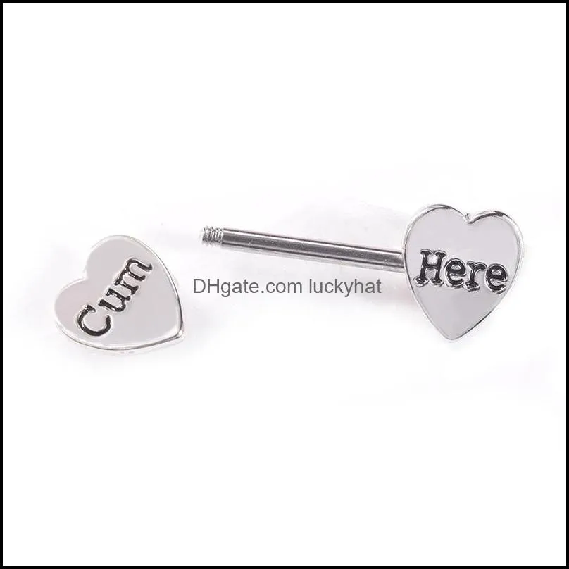 Nipple Rings Sexy Letter Heart Nipple Ring Stainless Steel Tongue