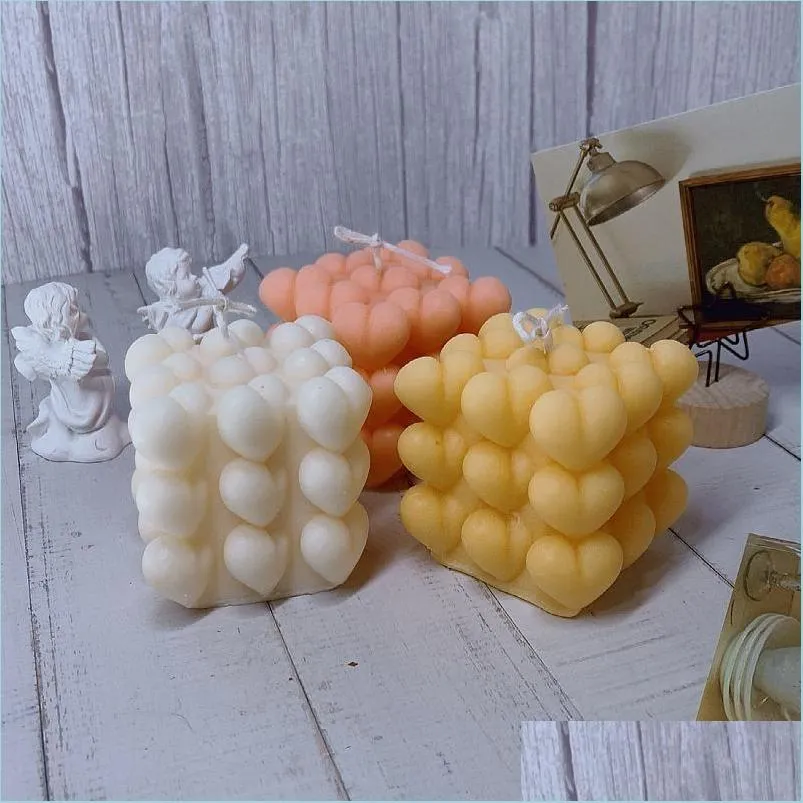 Candles 3 Layer Heart Scented Candle Soy Wax Aromatherapy Cube Creative Gift Drop Delivery Home Garden Dhpzk