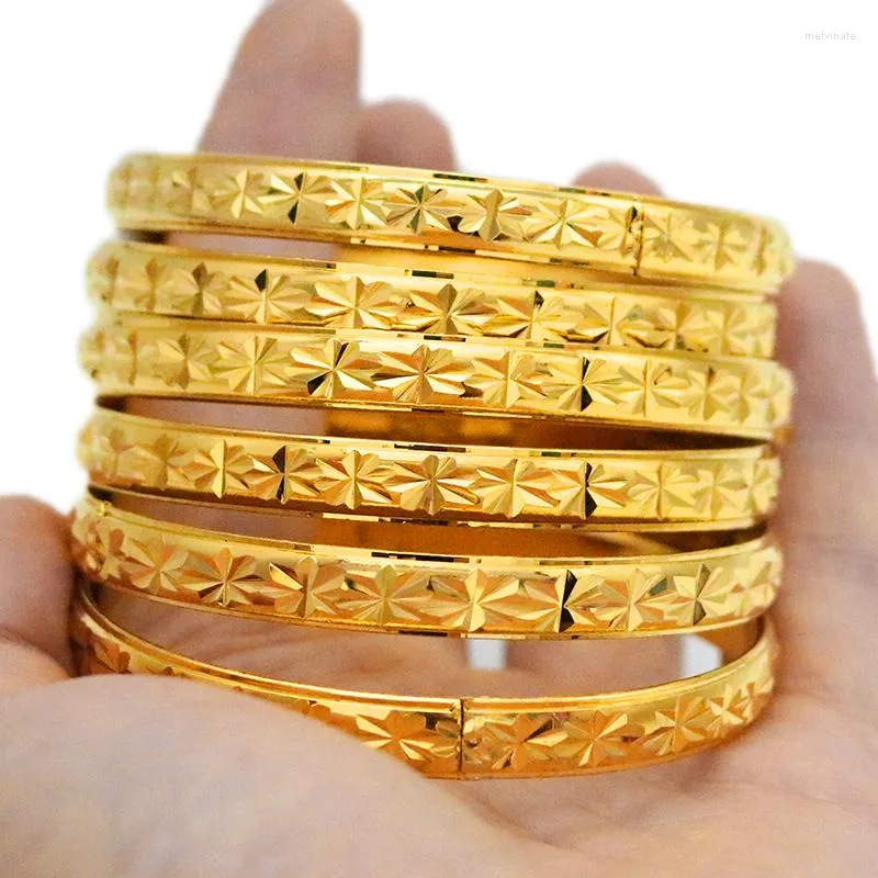 Bangle 6pcs/Multiple Dubai 24k Gold Plated Bracelets Women African Wedding Gifts Bridal