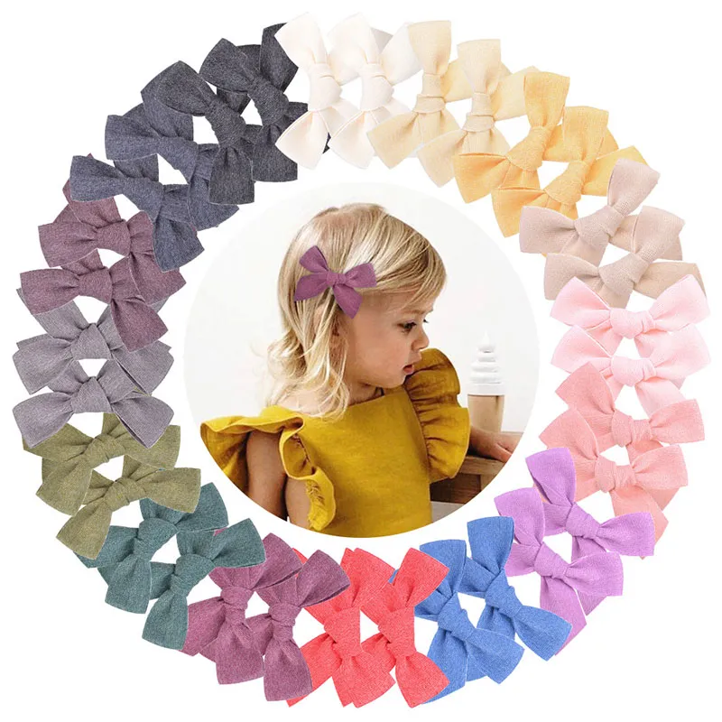 Pinces à cheveux pour bébé Barrettes enfants épingles à cheveux en coton filles en bas âge tondeuses à nœud papillon couvre-chef accessoires de cheveux pour enfants couleur unie M4235