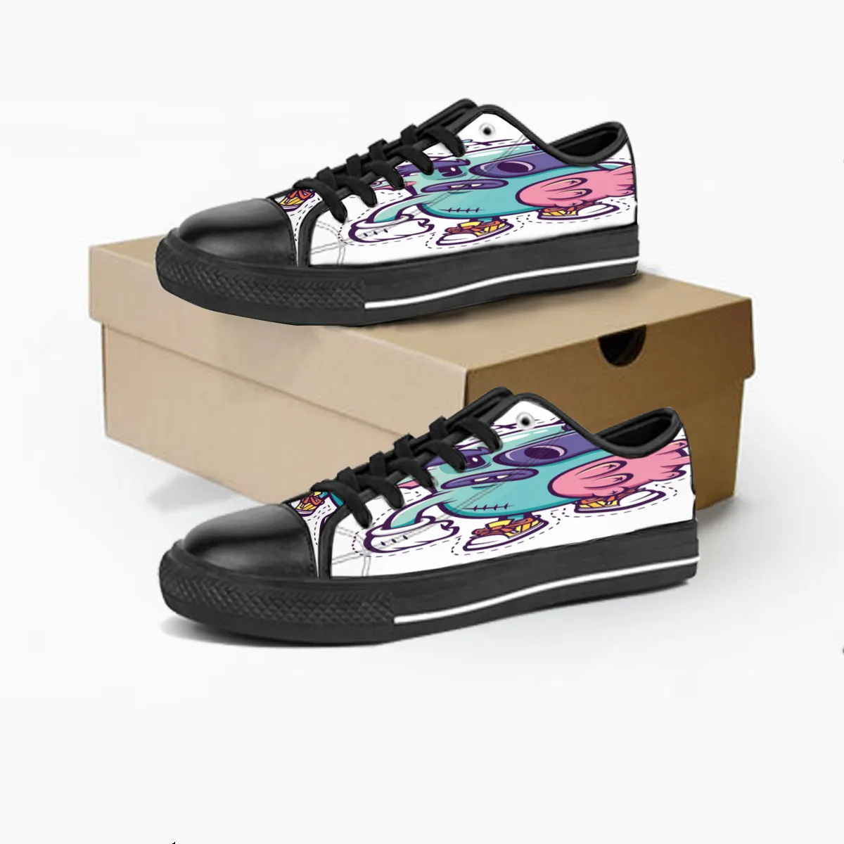 uomo donna scarpe personalizzate fai-da-te low top Canvas Skateboard sneakers triple personalizzazione nera stampa UV sneakers sportive houzi 180-3310