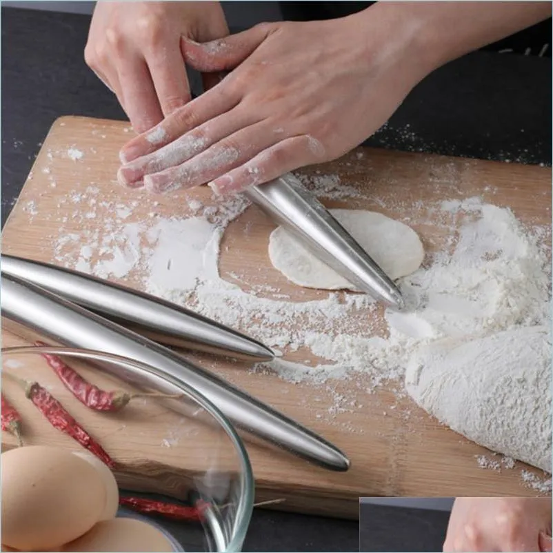 Pişirme pasta aletleri paslanmaz çelik yuvarlanma pimi mutfak eşyaları hamur silindiri fırın pizza erişte kurabiye köfteleri yapışmaz dhnuc