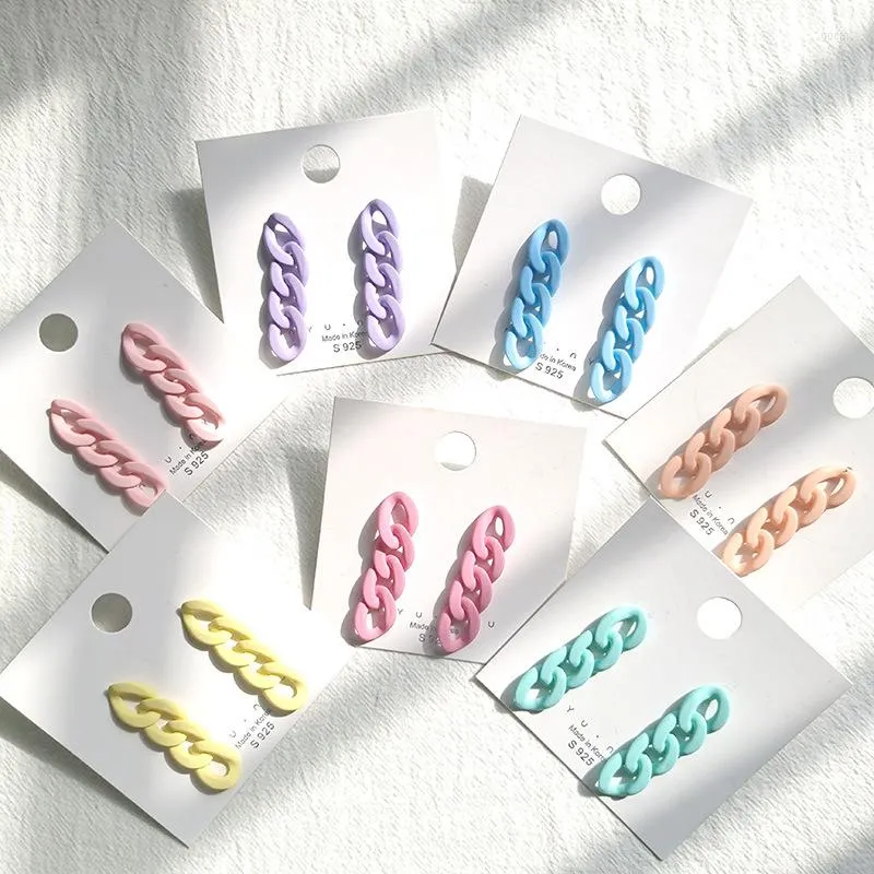 Boucles d'oreilles créoles Makersland pour femmes acrylique Simple chaîne couleur bonbon géométrique longue boucle d'oreille à la mode couleur gland