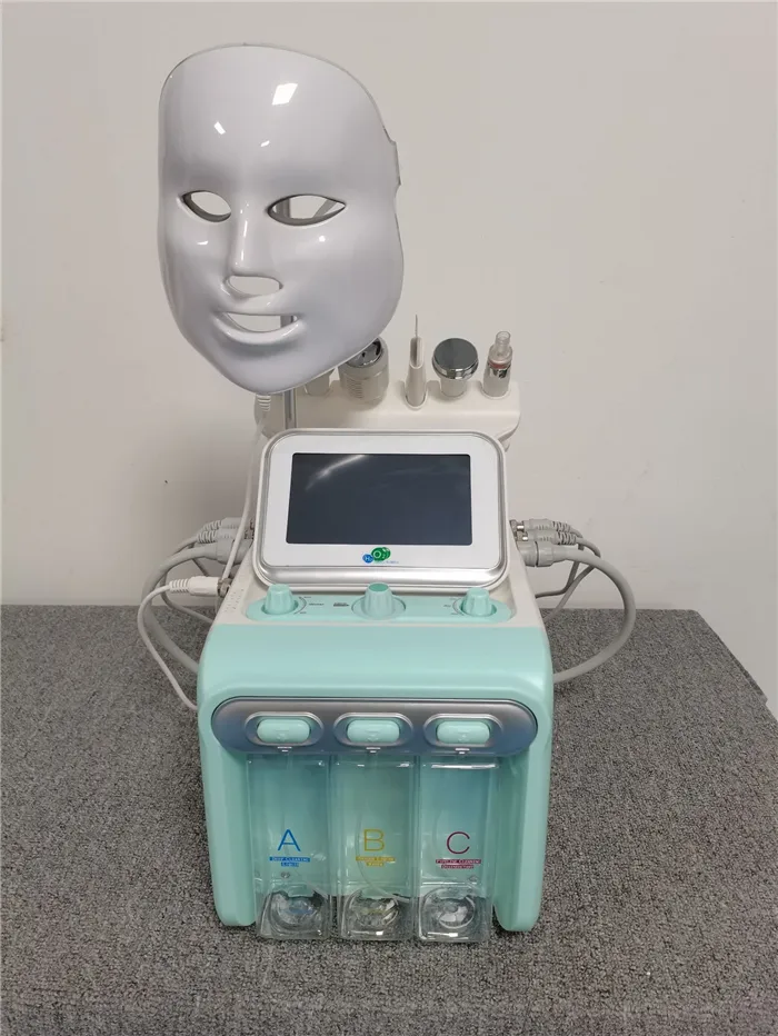 7 I 1 Hydra Dermabrasion Ultraljuds ansiktslyftvatten Syresjet Jet Peel Aqua Hydro ansiktsmaskin med LED -mask