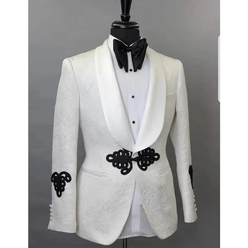 Costumes pour hommes Blazers Blanc Hommes Costume Veste Châle Revers Custom Made Blazer Slim Fit Mariage Manteau Homme Fashoin Vêtements 221117