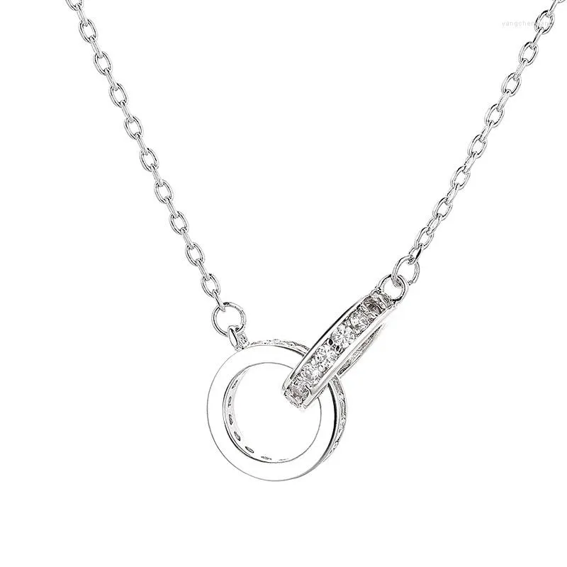 Kedjor enkel sammanlåsande ringhalsband koreansk mode 999 sterling silver kedja choker kvinnor damer lyx smycken trendig charm