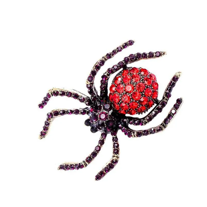 Pins Brooches Pins Brooches Men Women Spider Brooch Stage Performance Party Gift Fashion Jewelry With Rhinestone Suit 8 Legged Acce Dhkjf