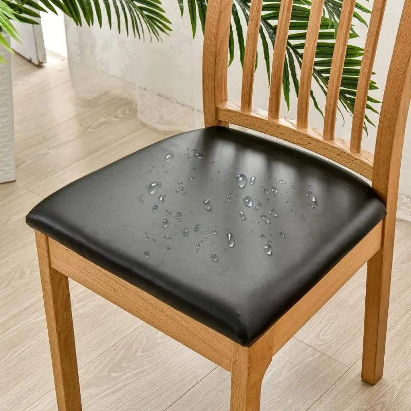Sandalye, dört mevsim su geçirmez PU deri kare kapağı, düğün partisi ziyafet ev dekor için yüksek elastik toz geçirmez slipcovers