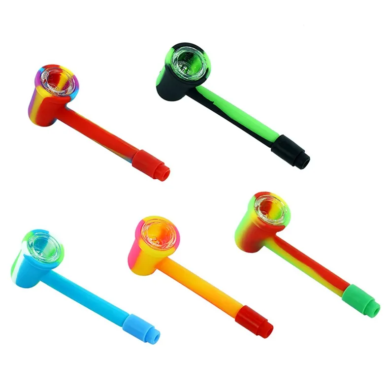 Dernières Coloré Silicone Mini Pipes Herb Tabac Verre Poreux Filtre Bol Portable Handpipes Conception Innovante Fumer Porte-Cigarette Embouchure Tube DHL