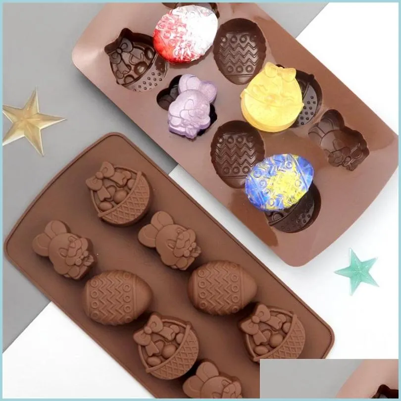 Stampi da forno Stampo per cioccolato pasquale Forme di uova di coniglio Stampi per fondente Gelatina e caramelle 3D Strumenti di cottura fai da te Drop Delivery Giardino domestico Ki Dhxcn