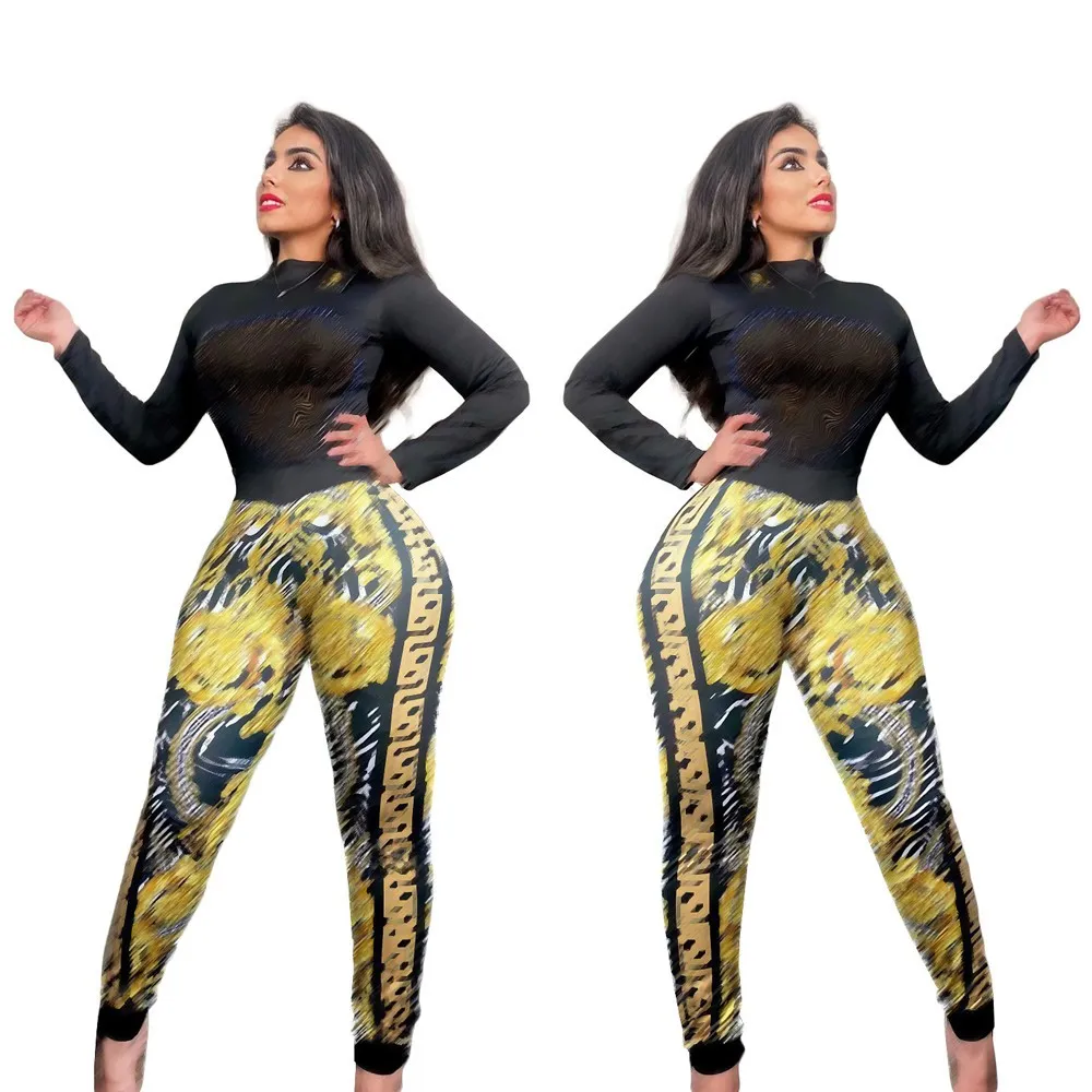 2024 Designer Brand Women Tracksuits Jogging Suit high neck 2 piece set print pullover pants Lady Outfit Long Sleeve Sweatsuits rhinestone Clothes 8992-2