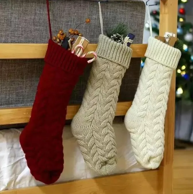 Fast Delivery Personalized High Quality Knit Christmas Stocking Gift Bags Knit Decorations Xmas socking Large Decorative Socks EE