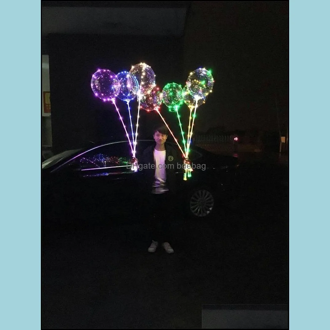 Andere Event Party Supplies LED-Licht Bobo-Ballon Vier Farben Lampe 20,5 Zoll Stick 70 cm Schnur Geburtstag Weihnachten Luftballons P DHPWN