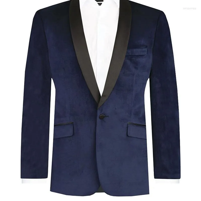 Costumes pour hommes Derniers hommes costume Slim Fit noir châle revers bleu marine velours sur mesure une pièce formel affaires mariage casual bal sur mesure