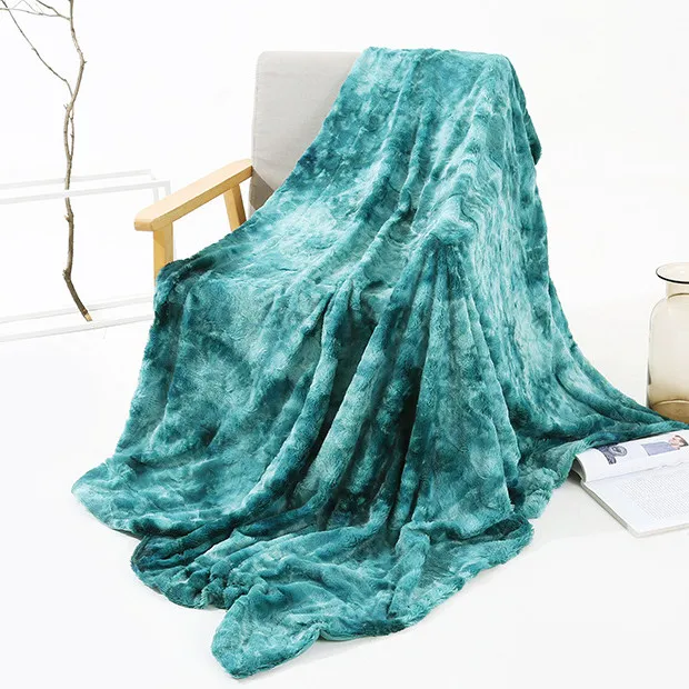Furry Winter Blanket Fashion Tie Dye Solid Color Blanket Indoor Air Conditioner Shawl Knee Blankets 160x200