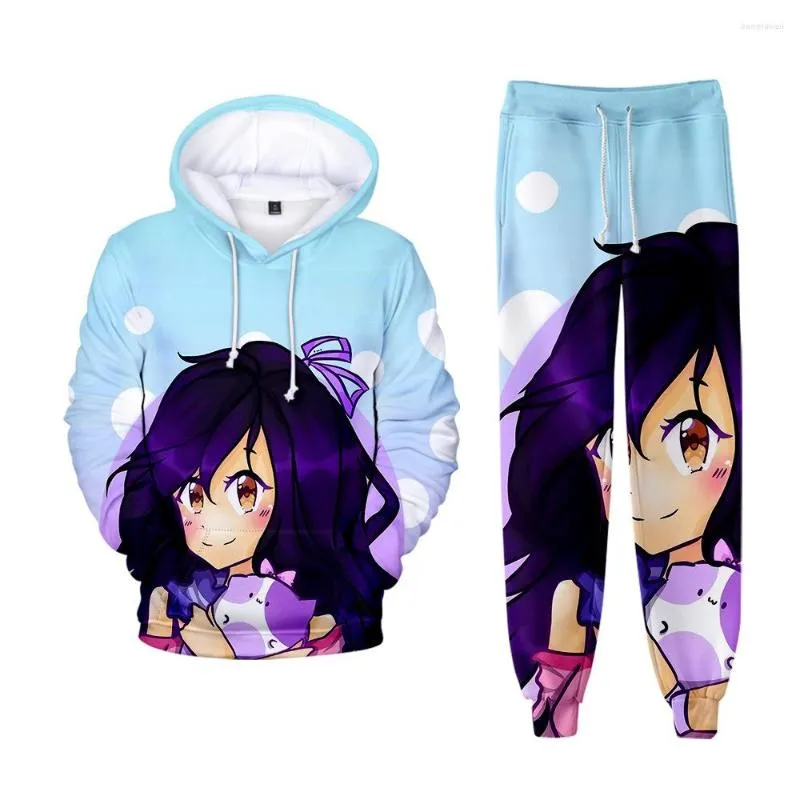 Erkek Hoodies Moda Yenilik Aphmau 3D Baskı Sweatshirt Sweatpants Yetişkin/Çocuk Pantolon Suit Erkekler/Kızlar 2 Parça Set Giysileri