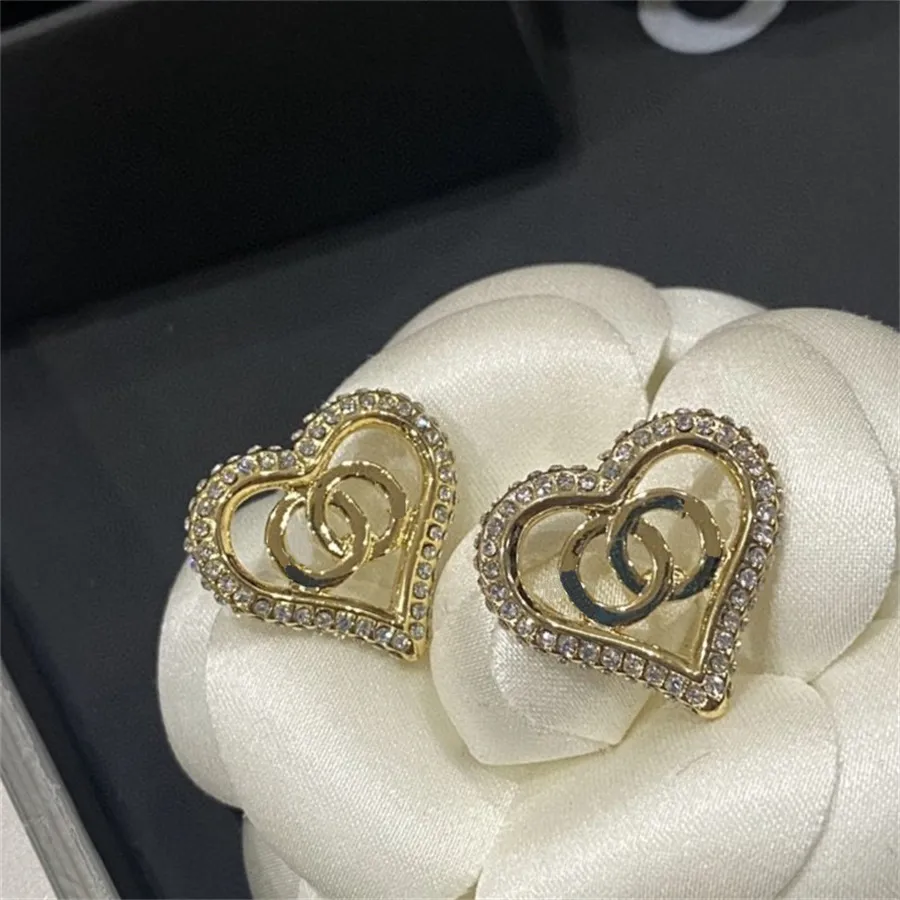 Модные ювелирные украшения женские серьги Сердца с бриллиантами роскошь дизайнеры женские ювелирные кольца, так классная красивая часть свадьба C C Письмо