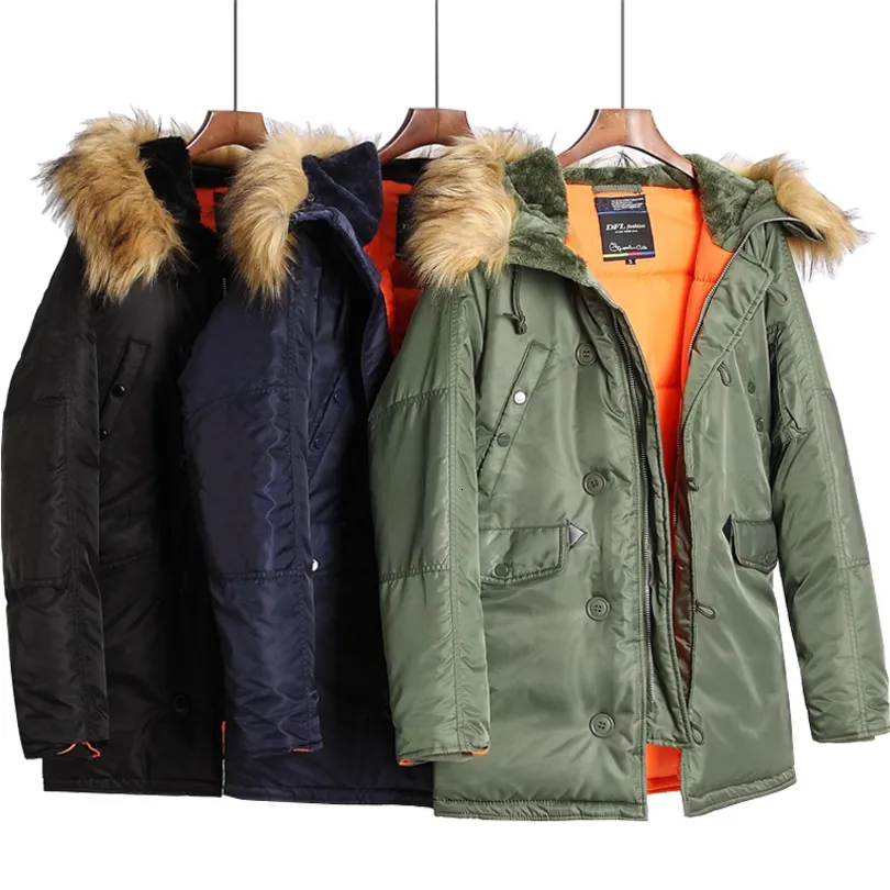 Hommes vers le bas Parkas militaire grande taille fourrure capuche longue imperméable coupe-vent Alaska hiver Parka épais hommes veste manteau 221117