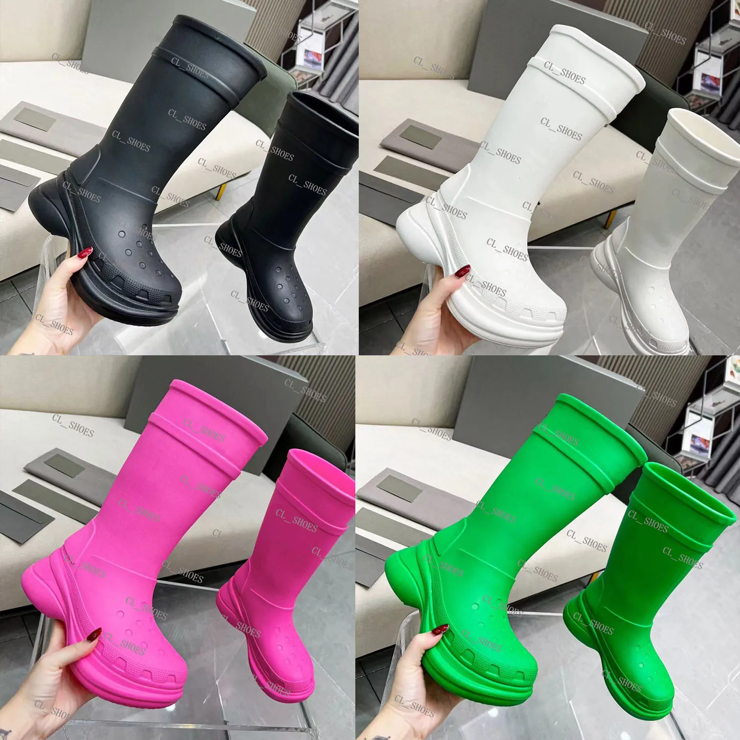 مصمم أحذية الرجال للنساء Rain Boots Winter Rubber Platfor