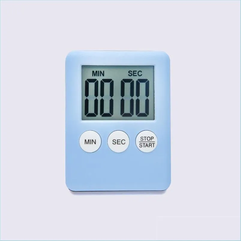 Horloges de table de bureau Super mince LCD compte à rebours minuterie d'horloge de cuisine numérique minuteries carrées réveils de cuisson appareils de comptage de temps 14 Dh1Or