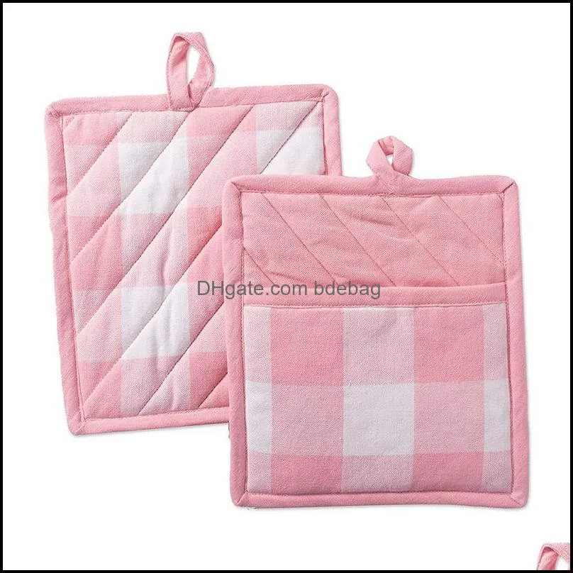 Mats Pads Tableware Mats Lattice Pattern Christmas Heat Insation Gloves Mti Function Pad Kitchen 4 2Hr Uu Drop Delivery Home Garde Dhnwb