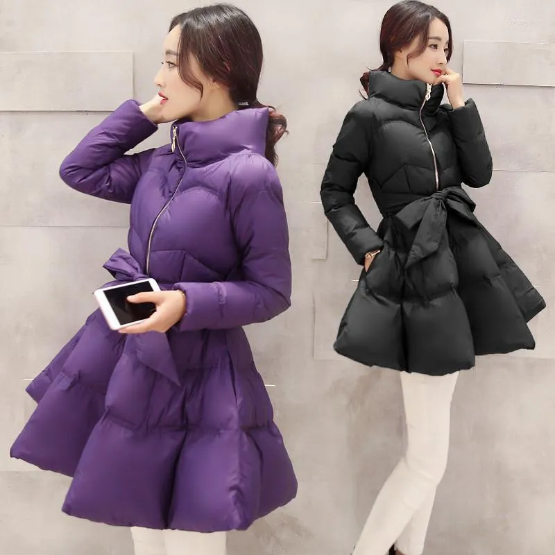 Women's Trench Coats 2022 Fashion Winter Women Warm Outerwear Cotton Padded Jackets Womens Clothing Zipper Belt Parkas Manteau Femme Xa232